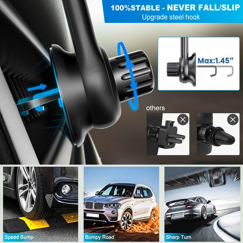 Car Phone Holder for Socket Mount, Air Vent Phone Holder for Pop Grip, 360° Adjustable AC Vent Clip for All Smartphones