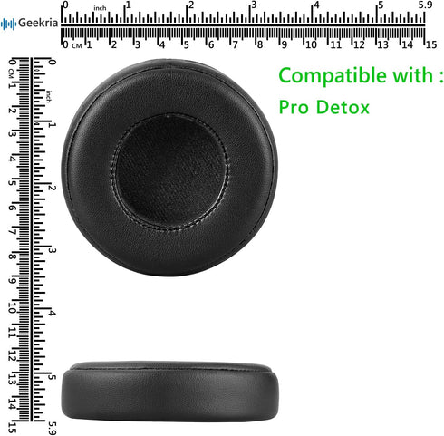 Geekria QuickFit Replacement Ear Pads for Monster Beats Pro Detox Headphones, Black Ear Cushions, Repair Parts