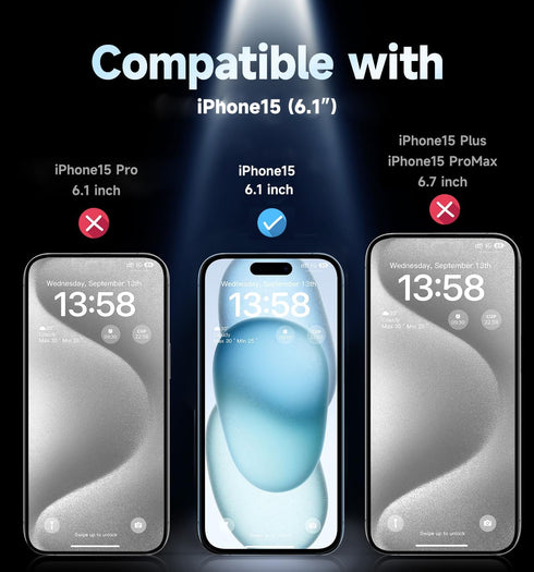 MAGIC JOHN 2 Pack for iPhone 15 6.1 inch Privacy Glass Screen Protector, Auto Dust-Elimination Installation, Bubble Free, Easy Installation