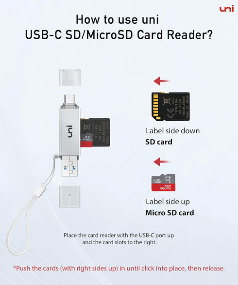 uni 3.0 SD/SDHC/SDXC/MMC, SD Card Reader, High-Speed USB C to Micro SD Card Adapter USB Dual Slots, Memory Card Reader
