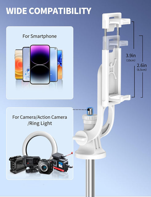 SelfieShow 71" All-in-1 Selfie Stick, Smartphone Tripod Stand with Remote, Travel Tripod for iPhone, Extendable Cell