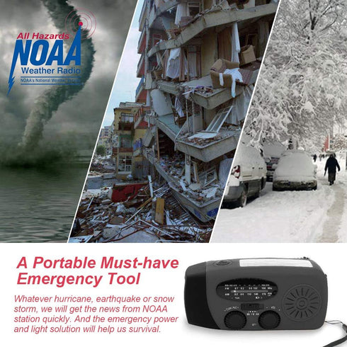 Upgrade Portable Solar Emergency Weather Radio, Hand Crank AM/FM NOAA Survival Radio with LED Flashlight
