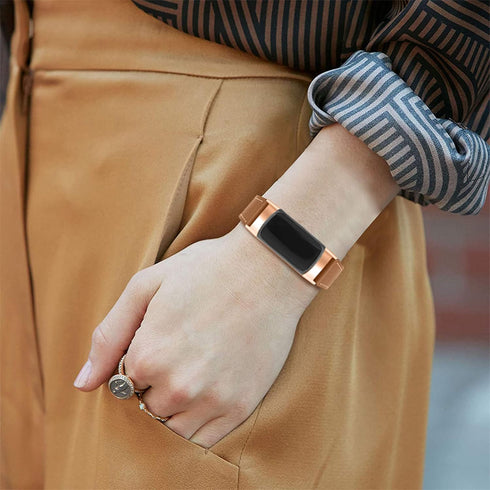 Leather Bands for Fitbit Charge 4/3, Replacement Wristband Straps for Men and Women, Black + Frosted Brown
