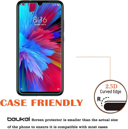 (3 Pack) Compatible Tempered Glass Screen Protector for Xiaomi Redmi Note 8 Pro - 6.53 inches, 9H Hardness