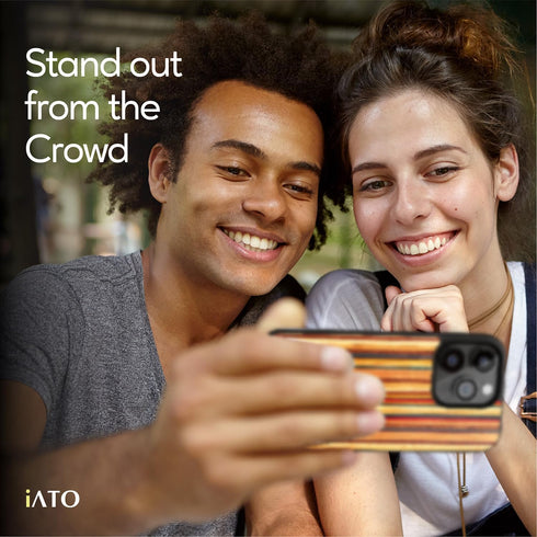 iATO iPhone 13 Pro Max Case - Premium Natural Wood Cover with Military-Grade Protection, Eco-Friendly (Skateboard)