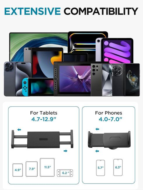 InnoGear Adjustable Tablet Stand, Phone Holder Mount for Desk Bed with 2 Clamps and Swivel Ball Head