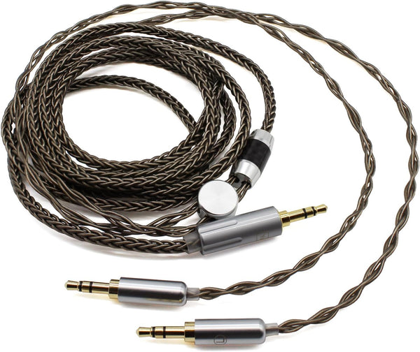 Youkamoo 8 Core Braided Silver Plated Replacement Cable for Hifiman HE4XX, 3.5mm to Dual 3.5mm Male