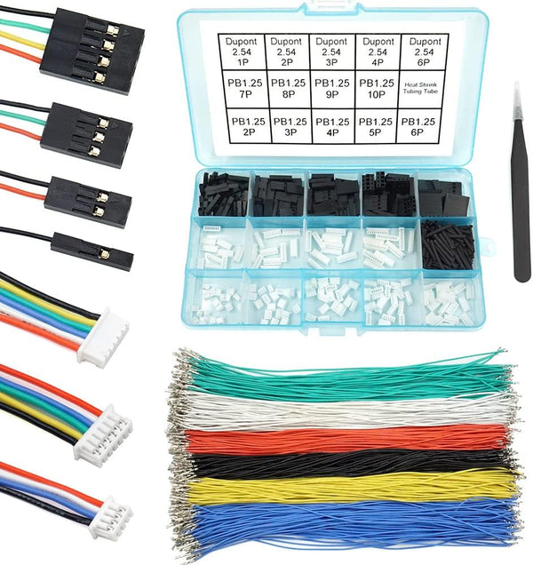 PB1.25 to Dupont 2.54mm Connectors and Cables Kit for Molex PicoBlade 1.25mm Pitch Connectors
