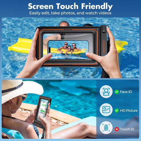 UNBREAKcable Large Waterproof Phone Pouch Floating, IPX8 Waterproof, Up to 9.5", 2 Pack for iPhone and Samsung