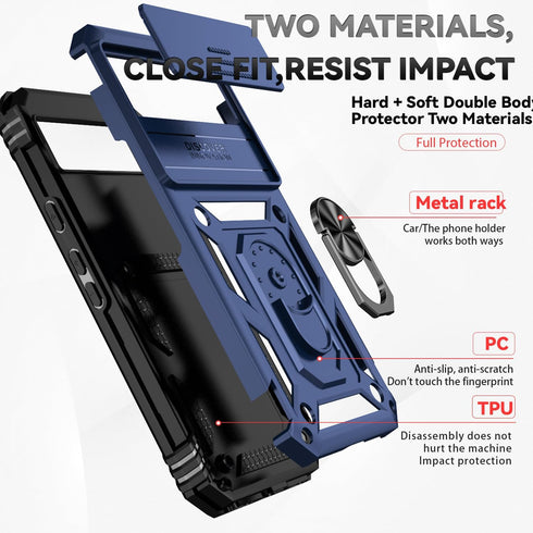 for Google Pixel 8A Case, Navy Blue | Camera Lens Cover HD Screen Protector, Dual Layer Military-Grade Drop Tested with