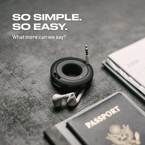 Side Winder Mini and Max Headphone Organizer, 2-Pack for Wrapping Earbuds and Cords for Travel (Black, Mini)