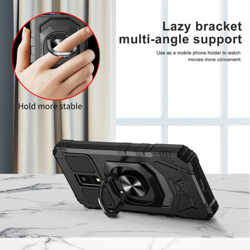 BLU View 4 Phone Case with Tempered Glass Screen Protector, Military Grade Heavy Duty, Black