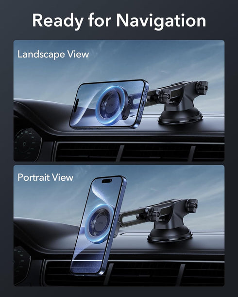ESR HaloLock MagSafe Car Mount, Dashboard Magnetic Phone Holder for iPhone 15/14/13/12, Windshield Mount
