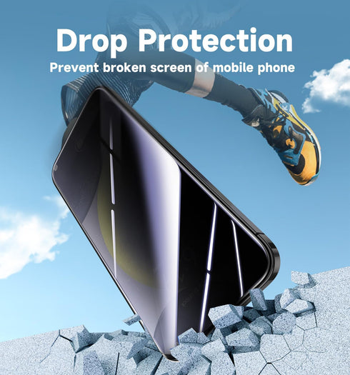 MAGIC JOHN Privacy Glass Screen Protector 2 Pack for Samsung Galaxy S24 Plus, 6.7", Anti-Scratch, Bubble Free, Case