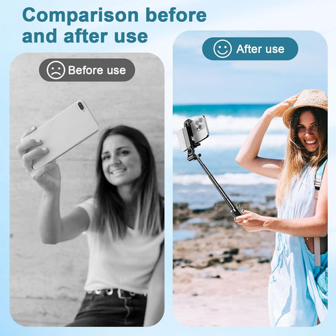 Dayinkes 4-in-1 360 225 Phone Tripod Stand with Clip, Extendable Selfie Stick with Rotation & Tilt, Portable Foldable