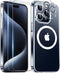Magnetic Clear Case for iPhone 15 Pro Max, Compatible with MagSafe, Includes Glass Screen Protector and Camera Lens
