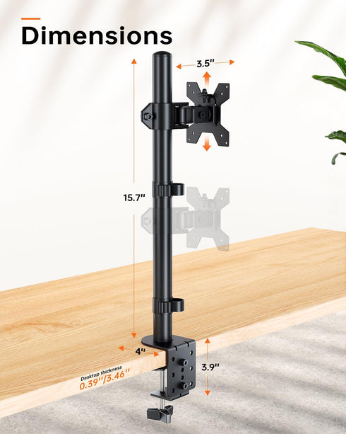 H&C(hcck&Cllassp) 13-27'' 31.5 Inch 17.6lbs 75x75-100x100mm Monitor Arm Desk Mount for Monitors, Single Extra Tall