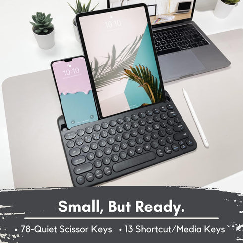 Macally Small Bluetooth Keyboard for iPhone, iPad, and Tablet - Multi Device Compatibility, 78 Key Wireless Keyboard