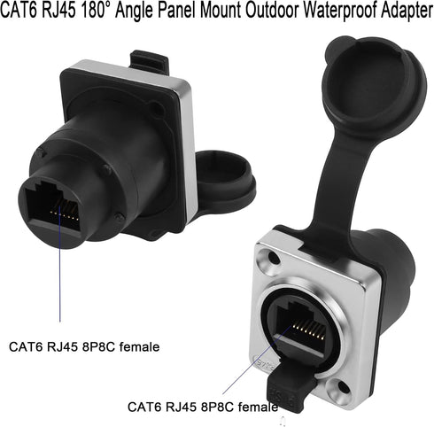 QIANRENON RJ45 Waterproof Network Connector CAT6 RJ45 Panel Mount Outdoor Waterproof Adapter RJ45 Industrial Network Coupler Assembly,Waterproof IP65, (180° Straight Through Socket + Plug End Sleeve)