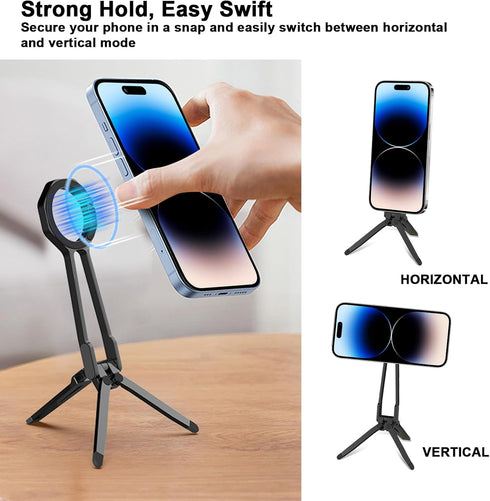 SULISAIS 16 15 14 13 12, Foldable Magnetic Phone Tripod for iPhone, Mini Tripod Pocket Cell Phone Stand Smartphone Desk