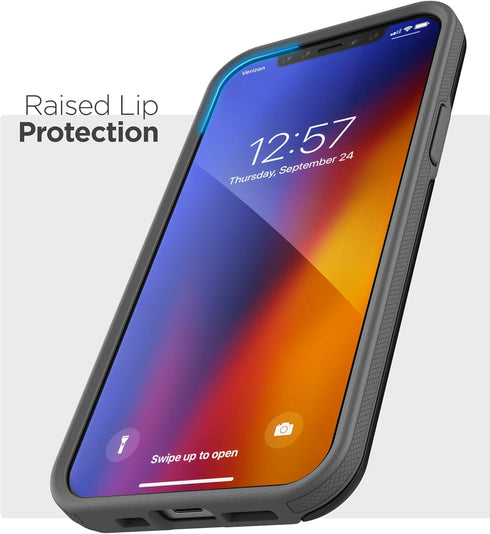 ENCASED Protective Wallet Case for iPhone 12 Pro Max with Card Holder, Black