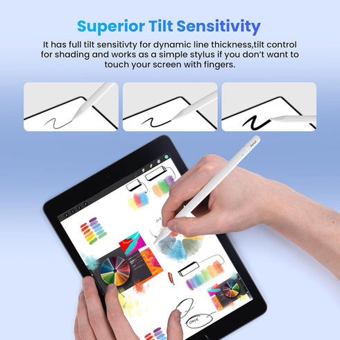 Stylus for iPad 10th Generation, 8 Mins Charge for 12hrs Use, Palm Rejection for iPad 2nd Gen, Compatible with iPad Pro