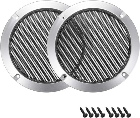 uxcell 2pcs 3" Speaker Grill Mesh Decorative Circle Woofer Guard Protector Cover in Silver