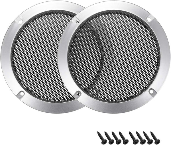 uxcell 2pcs 3" Speaker Grill Mesh Decorative Circle Woofer Guard Protector Cover in Silver