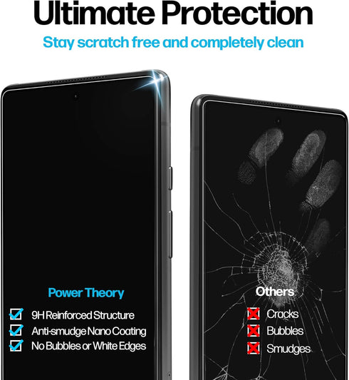 Power Theory Screen Protector for Google Pixel 6, Premium Tempered Glass with Easy Install Kit, 2 Pack
