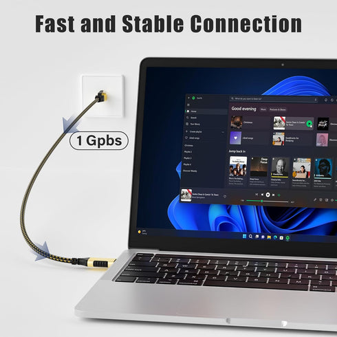 USB A to Ethernet Adapter Cable 10 FT - Upgrade USB-A to RJ45 Cable, Gold-Plated Connector, Nylon Braided, Gigabit LAN