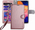 Galaxy A10E Wallet Case - Premium PU Leather Flip Cover with Card Slots & Kickstand, Rose Gold