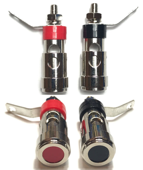 CESS Amplifier Terminal Connector Binding Post Push Quick Type, Spring Loaded Press Subwoofer Terminal, 4 Pack