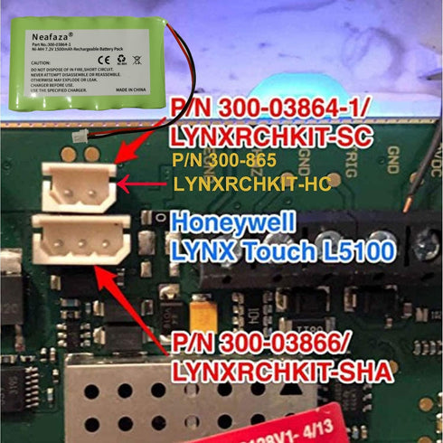 300-03864-1 7.2v 1500mAh Battery Replacement for Honeywell Alarm Lynx, Compatible with Lynx Touch Models