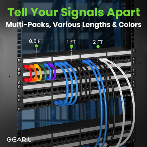 6 1 (10 Pack) Cat6 1ft 10Gbps 550MHz 24AWG RJ45 GEARit Cat Ethernet Patch Cable ft Black Patch Cables Black/Ethernet