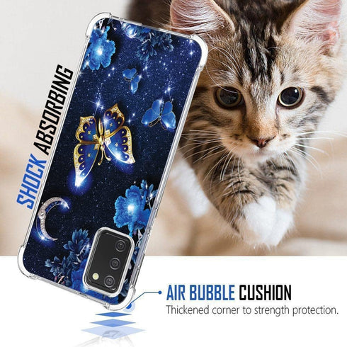 Samsung Galaxy A03S/A02S Case, PU Soft Rubber, Reinforced Anti-Fall Cover, Butterfly Design