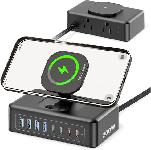 Acozvin 200W USB Charging Station, 11-in-1 USB C Power Strip Surge Protector, 2AC