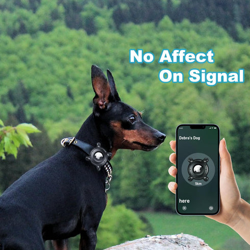 IPX8 Waterproof AirTag Dog Collar Holder, Anti-Lost Shock Resistant TPU-Back Clip for Dog Collar, Compatible with Apple