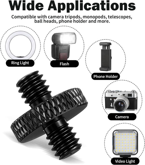 Thrymme 4 1/4" 1/4" Pcs Camera Tripod Screw, Male to Male Threaded Tripod Screw Tripods Nut Connectors, Double Sided
