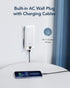 VEGER Portable Charger 10000mAh, Built-in Cables & Wall Plug, Slim Fast Charging Power Bank for iPhone & More - White