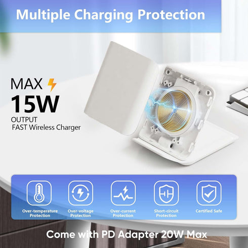 Wireless Charger for Samsung Galaxy Z Flip, Foldable Portable Travel Charging Stand, 15W Fast Charger for Galaxy Z