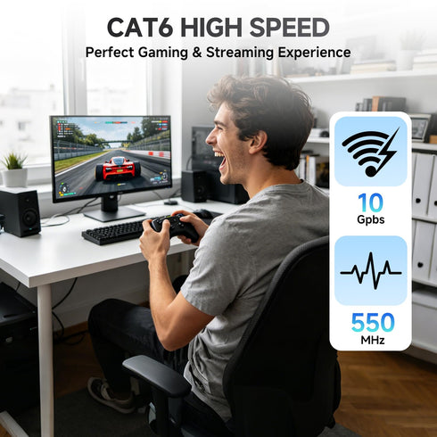 3ft 1M Cat6 RJ45 24AWG CAT6 10Gbps Ethernet Cable, LAN Patch Cable, UTP Snagless High-Speed Wired Internet Cable