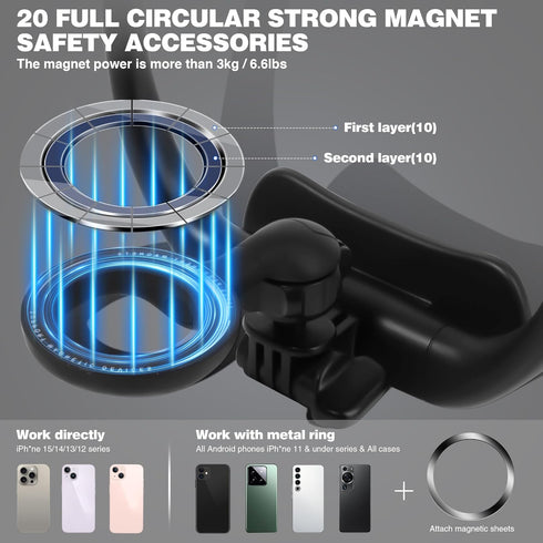 Magnetic Neck Phone Holder for Recording, 360° & 180° Rotation Tripod for iPhone 12-15 Series and Android Phones