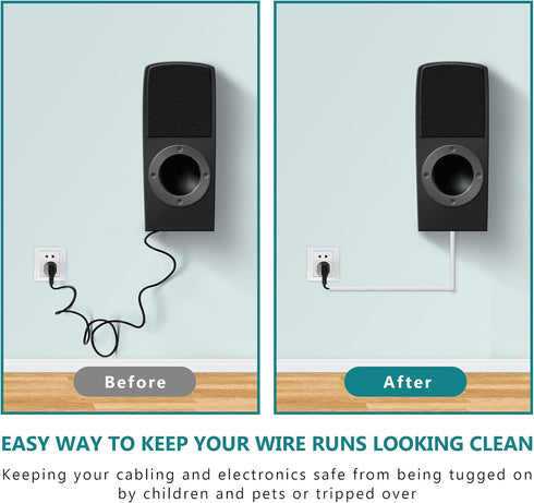 153in Mini Wire Cover for Hiding Speaker Wire, Baby Monitor Cord - Paintable Wall Cord Cover, 9X L17in W0.5in H0.35in,