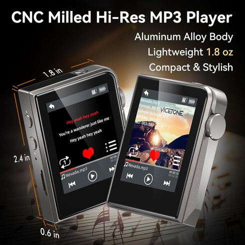 RUIZU 64GB MP3 2" 128GB HiFi Lossless Player, DAC DSD High Resolution Digital Audio Player, Portable Hi-Res Music