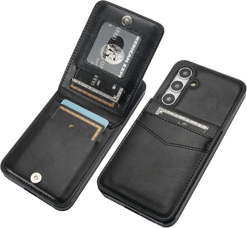 KIHUWEY Samsung Galaxy S24 Plus Wallet Case with Credit Card Holder, Flip Leather Magnetic Clasp Kickstand Cover, Black