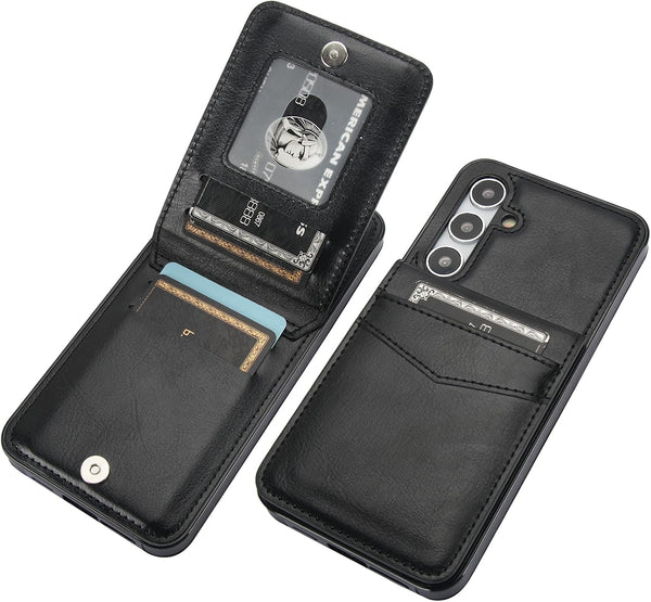 KIHUWEY Samsung Galaxy S24 Plus Wallet Case with Credit Card Holder, Flip Leather Magnetic Clasp Kickstand Cover, Black