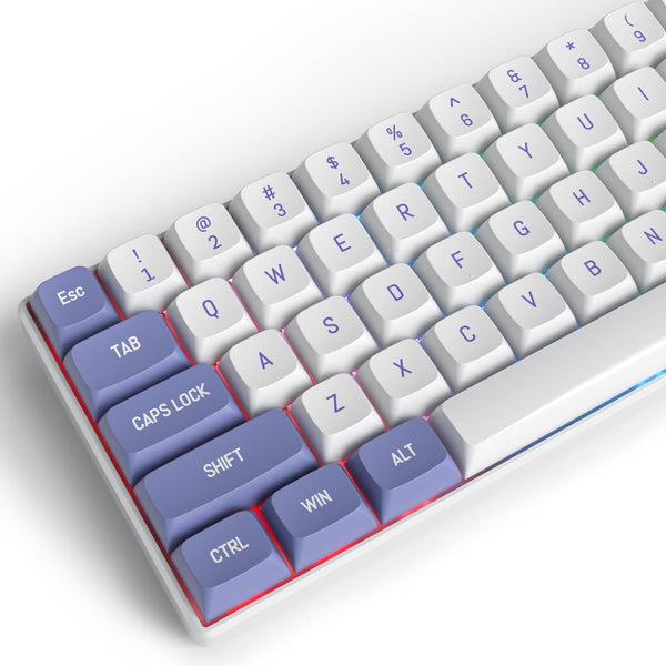 Fogruaden Purple White Keycaps Set, Double Shot 118 Keys CSA Profile Custom Keycaps for Cherry Gateron MX Switches