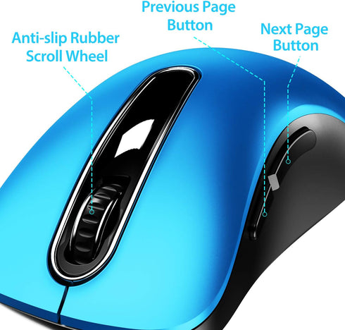 memzuoix 2.4G Portable Wireless Mouse, 1400 DPI Mobile Optical Cordless Mice with USB Receiver for Computer, Laptop,