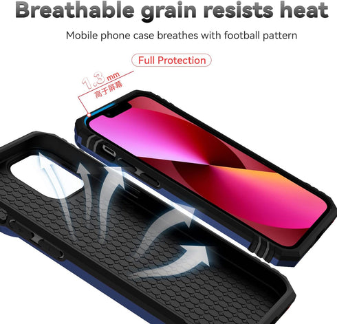 iPhone 13 Mini Case with Camera Lens Cover, HD Screen Protector, Military Grade Drop Protection, Kickstand (Navy)