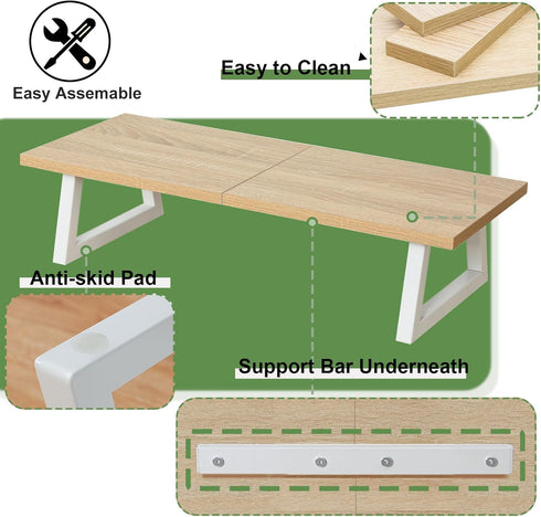 TEAMIX 24 inch Monitor Stand Riser, Wood & Steel Desktop Organizer for Laptop, PC, Printer, Office Supplies